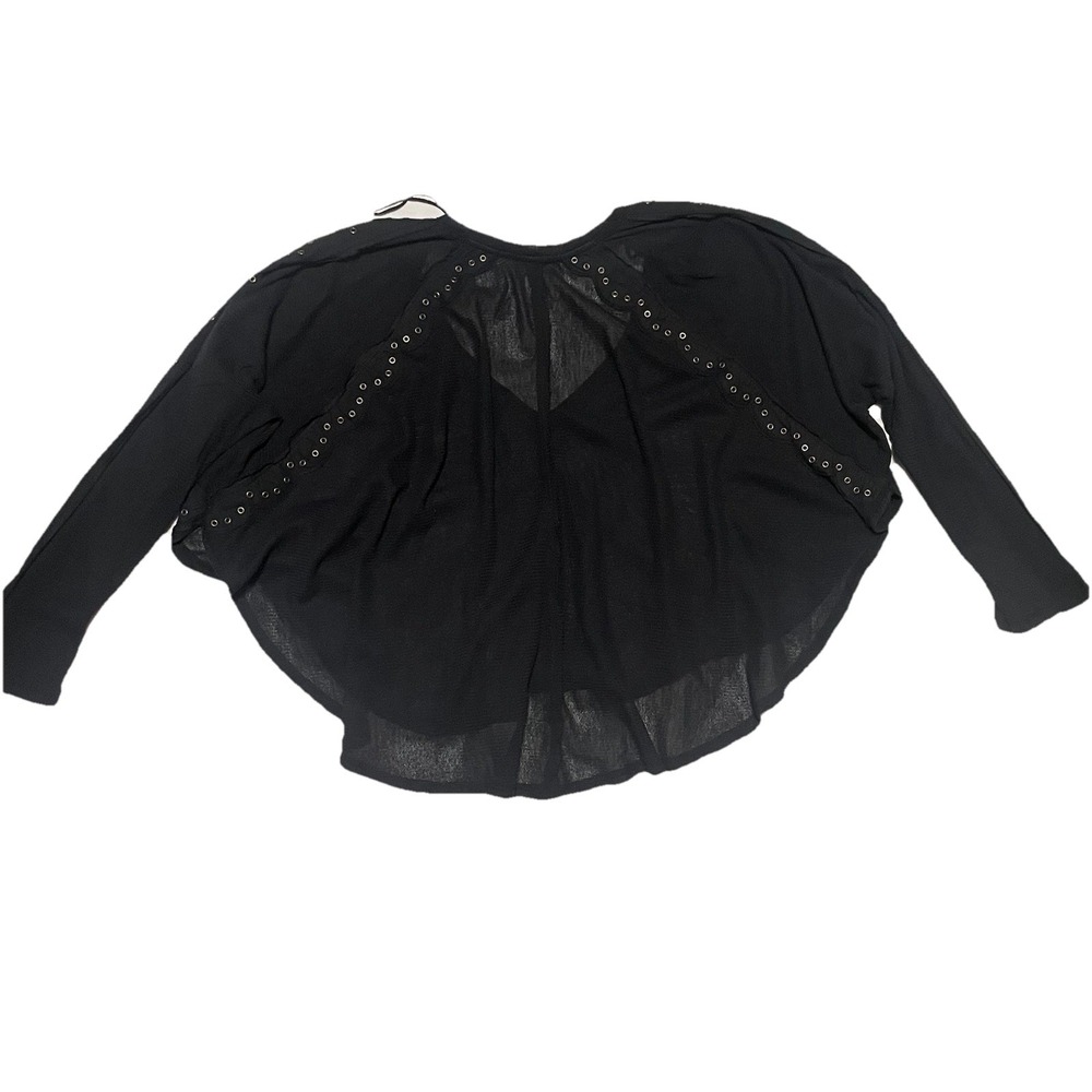 Free People Hey Stud Long Sleeve Lightweight Oversized Cotton Top Size M Goth - Picture 8 of 14